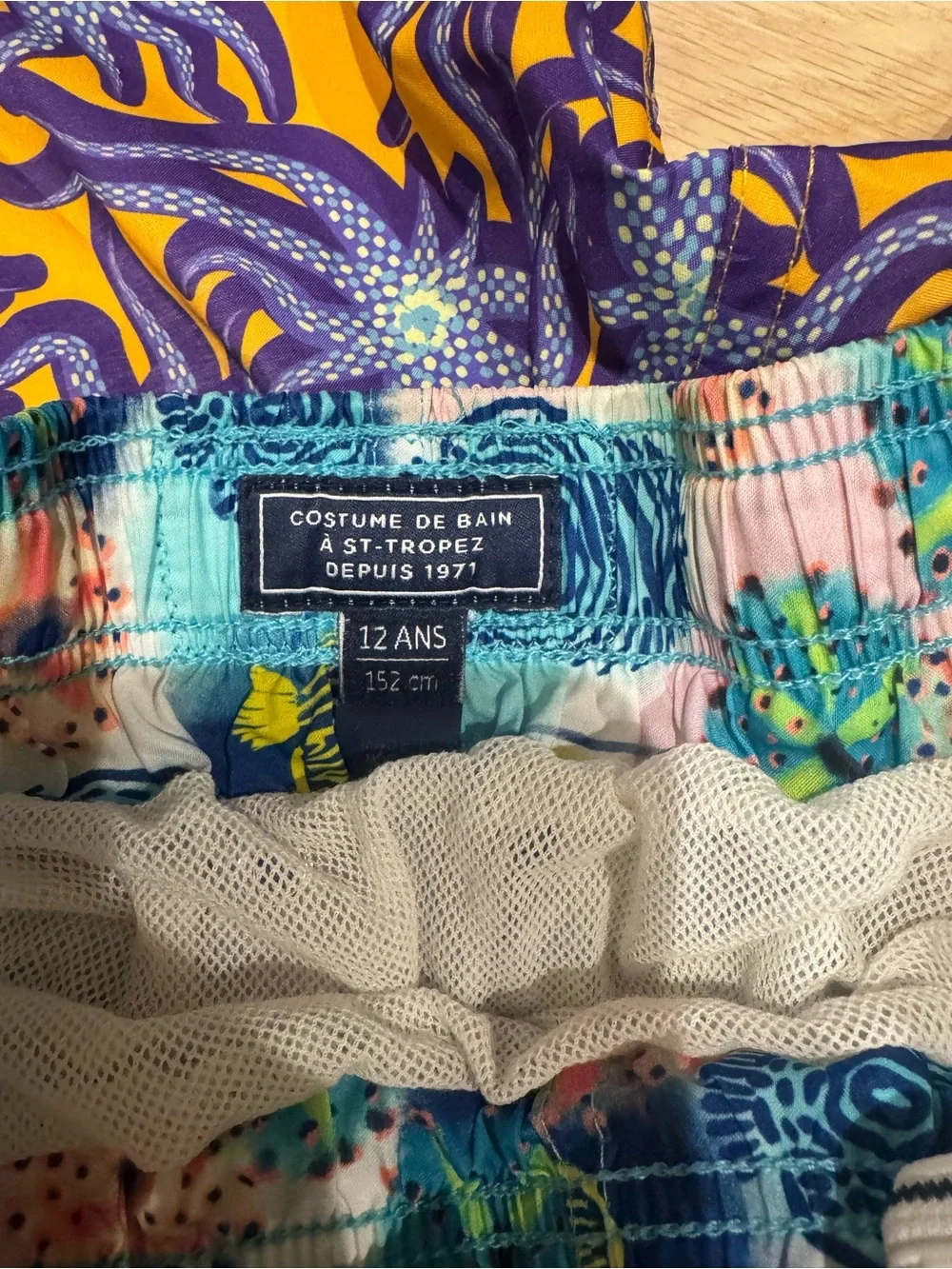 Bright Patterned Swim Shorts Duo - Yellow/Purple & Aqua Multicolor